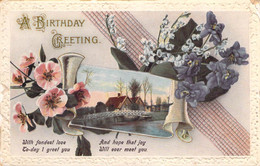 CPA Anniversaire - A Birthday Greeting - Jolie Carte Fantasie - Birthday