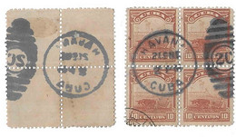 CUBA Early Block Of 4 Numeral Duplex Can. HAVANA CUBA 2 C Both Side Scan (**) - Used Stamps