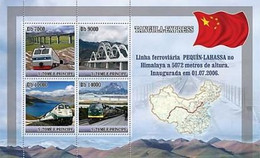 Sao Tome And Principe 2007 The Highest Mountain Railway In The World In Tibet (China) Block - Usados