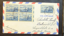 USA - Multifranking Cover To Germany British Zone 1951 Cadillac Block Of 4 Consonant East Detroit - Covers & Documents
