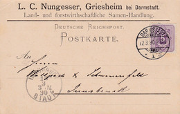 DEUTSCHE REICHS-POST  1890 - 5 Pfg (32) Frankierung Auf Pk Gel.v. Griesheim > Innsbruck ... - Lettres & Documents