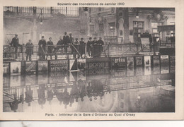 Souvenir Des Inondations De Janvier 1910  Paris  Interieur De La Gare D Orleans Au Quay D Orsay Avec Autographe De Rosny - Inondations De 1910