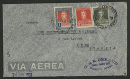 ARGENTINE Enveloppe Par Avion En 1933 Pour Lyon Via L'AEROPOSTALE (voir Description) - Storia Postale