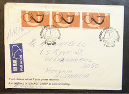 New Zealand - Advertising Cover To Australia 1976 Strip Of 3 New Plymouth - Covers & Documents