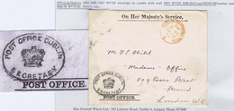 Ireland Official Dublin 1899 Oval POST OFFICE DUBLIN/Crown/SECRETARY Frank On OHMS Env To London - Unclassified