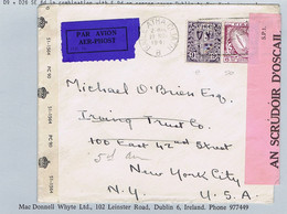 Ireland Censor 1923 Watermark SE 6d Plus Watermark E 9d Together On Censor Cover To USA Dublin Machine 29 NOV 1941 - Brieven En Documenten