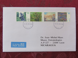 Japan 2019 Cover To Nicaragua - Landscapes - Pond - Boats - Statue - Flowers - Covers & Documents