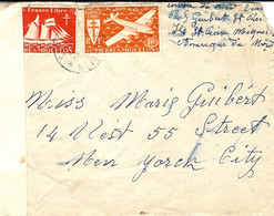 1942- Enveloppe  Affr. 1,50 F  +1 F  Pour Les U S A   Censure Américaine  D B / 106 - Covers & Documents