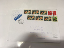 (1 G 4) 2 Large Letters Posted From New Caledonia To Australia During COVID-19 Crisis (with 9 Stamps) 24 X 16 Cm - Cartas & Documentos