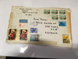 (1 G 4) Front Of Large Registered Letter Posted From Hungary To Australia (with 11 Stamps) 24 X 16 Cm - Brieven En Documenten