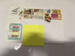 (1 G 4) 2017 Large Registered Letter Posted From Israel To Australia (with 6 Stamps) 21 X 14 Cm - Cartas & Documentos
