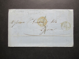 Italien 28.12.1855 Faltbrief Mit Inhalt Von Torino - Lyon Roter Stempel Sard 3 P. De Beauvoisin - Sardinien