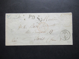 Schweiz 1859 Faltbrief Mit Inhalt Sion Valais (Sitten) - Paris Roter K2 Suisse AMB Geneve Vermerk Pressée Rücks. 4 Stp - Briefe U. Dokumente