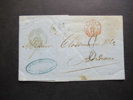 Belgien 1856 Faltbrief Mit Inhalt Bruxelles - Bordeau Roter Stempel Belg. 5 Valenciennes - 1849-1865 Médaillons (Autres)