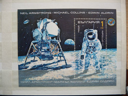 (ZK6) Bulgaria 1990 Space Research BLOCK ** MNH / Astronaut Neil Armstrong Auf Dem Moon (Apollo 11. 1969) - Unused Stamps