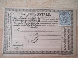 Sur Carte Postale Precurseur Timbre Sage 15 C Gris Millesime Decembre 1877 Le Vigan A Nimes Poste Ferroviaire - Correo Ferroviario