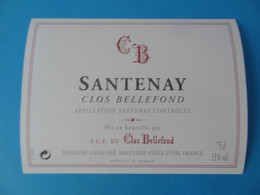 Etiquette De Vin Santenay Clos Bellefond Domaine Louis Nié - Bourgogne