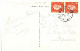 PAIRE VERTICALE MARIANNE DE DULAC 50 C. YT 685 TàD RECETTE-DISTRIBUTION PONTMAIN MAYENNE 11-8-45 - 1921-1960: Modern Period