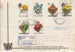 Cook Islands New Zealand  - Annullo 1973 FDC Rarotonga  Letter Brief Lettera Flower Stamps - Cartas & Documentos