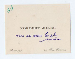 VP19.752 - PARIS - CDV - Carte De Visite - Mr Norbert JOKEL - Cartes De Visite