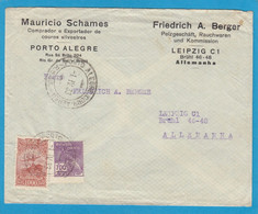 LETTRE PAR AVION DE PORTO ALEGRO POUR LEIPZIG,VIA RIO DE JANEIRO,1933. - Airmail