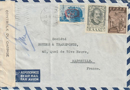 Grèce Lettre Pour La France + Contrôle Du Change 1922 - Storia Postale