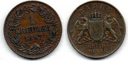 Baden Kreuzer 1867 TTB - Petites Monnaies & Autres Subdivisions
