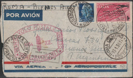 83 - 1934, Lettera Di Posta Aerea Da Roma Diretta A Buenos Aires, Affrancata Con Imperiale L. 1,25 N. 253 + Volo Diretto - Marcophilia (AirAirplanes)