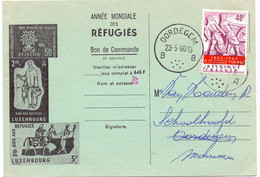 Briefkaart Carte Postale - Timbres Des Réfugiés 1960 - Stempel Cachet Oordegem 1960 - Postkaarten [1951-..]