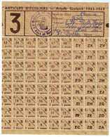 1943 PARIS Ecole ESTPI Carte TICKETS RATIONNEMENT "ARTICLES D'ECOLIERS" - Bonos