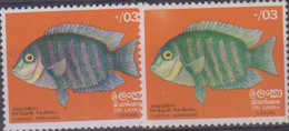 CEYLON - 1972- FISH  MISSING PURPLE COLOUR + NORMAL MINT NEVER HINGED - Sri Lanka (Ceylon) (1948-...)
