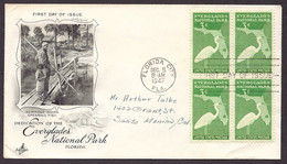 USA 1947 - Everglades National Park, Parks, Florida, Birds, Map - FDC (block Of 4 Stamps) - Andere & Zonder Classificatie