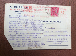 Carte Commerciale Illustrée CHARLOT PARIS Torchon RADIUM EMA Suraffranchi Avec MERCURE 406 - 1921-1960: Moderne