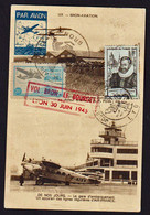 FRANCE (Bron Aviation) RARE Carte Recommandée En 1946, Vol Bron - Le Bourget, Avec Une Vignette Bleue "Par Avion"..... - Covers & Documents