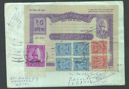 Nepal Postal Order Used As Postage Return Mail Philatelic Cover - Népal