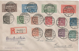 German Empire/DReich SLESWIG 1920 Cover/ Brief With Set Of 14 Stamps/Marken, Registered/Einschreiben FLENSBURG - Sin Clasificación