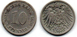 Allemagne - 10 Pfennig 1896 F TB - 10 Pfennig