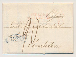 Complete Folded Letter - LISBOA - ESPAGNE PAR OLERON - Frankrijk Over Arnhem - Amsterdam The Netherlands 1836 - ...-1853 Prefilatelia