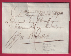 MARQUE ARMEE SAMBRE ET MEUSE NEUSS BELGIQUE 1794 POUR BRUXELLES LETTRE COVER FRANCE - Marques D'armée (avant 1900)