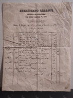 Italy Italia Tayloring Invoice Fattura Sartoria SEBASTIANO CERRUTI Savona. A ANTONIO GIULIO BARILI 1854 - Italia