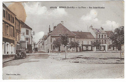 CPA REBAIS, LA PLACE, RUE ST SAINT NICOLAS, AUTO VOITURE ANCIENNE TACOT, SEINE ET MARNE 77 - Rebais