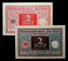 # # # Paar Banknoten Deutsches Reich (Germany) 1 + 2 Mark 1920 AU/UNC # # # - 2 Mark