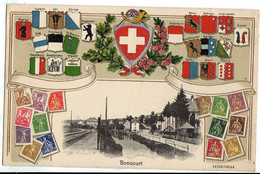 1909 BONCOURT - Le BOURG Entouré De BLASONS Et De TIMBRES SUISSES - Boncourt