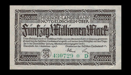# # # Banknote Hessische Landesbank 50 Mio. Mark 1923 AU # # # - 1 Mio. Mark
