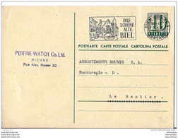 11-43 - Entier Postal  10cts Avec Oblit Mécanique De Biel 1962 Perfine Watch Co Ltd - Horlogerie