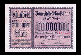 # # # Banknote Bayerische Staatsbank 100.000.000 Mark 1923 UNC # # # - Ohne Zuordnung