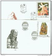 2 FDC 82/83 SLOVAQUIE 1995 Mi 243/244 Yv 205/206 ART Nativité De HLOHOVEC , Deux Femmes De GALANDA - FDC