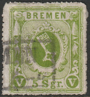 Bremen 1863 Sc 8a Mi 9c Yt 9 Used Chalky Paper Bremen Box Cancel Small Tear - Brême