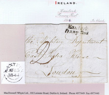 Ireland Cork 1844 Italic "Kanturk/Penny Post" On Unpaid Cover To The EIC In London Re Private John Ryan - Prefilatelia