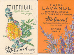 2 Cartes Parfumées De La Parfumerie Molinard Parfumeur Distillateur Grasse Paris Notre Lavande Et Madrigal - Werbung
